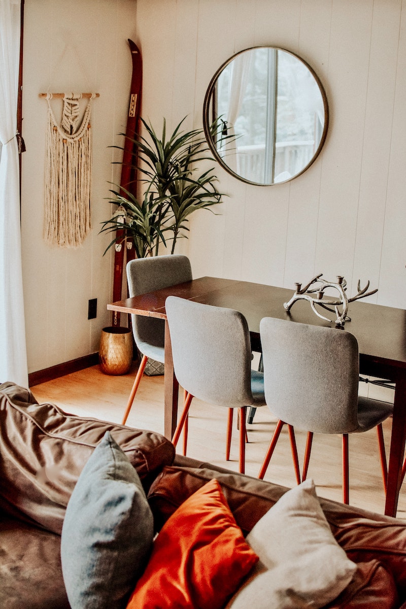 Casual room with mid-century modern table